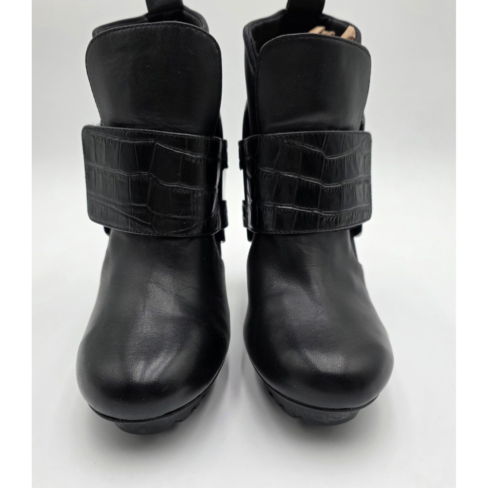 United Nude Black Leather Croc Embossed Heel Ankle Boots Size 37, 6.5 US - Picture 2 of 16